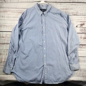 Vintage Ralph Lauren Classic Fit Button Down Shirt Mens 2XLT Blue White Stripe